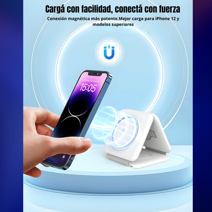 Magnetic Wireless Charger Compatible for Iphone: Fodable 3 in 1 Charging Station Compatible for 17 16 15 14 13 12 Pro Max plus & Airpod, Travel Essentials